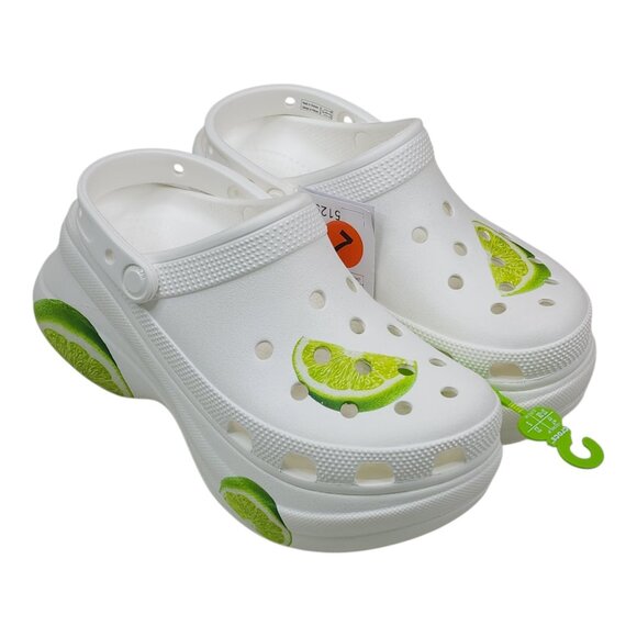 Crocs Bae Fresh Fruits Lime Clogs With Platform Sole Womens 7 White Green Limes - Picture 1 of 12